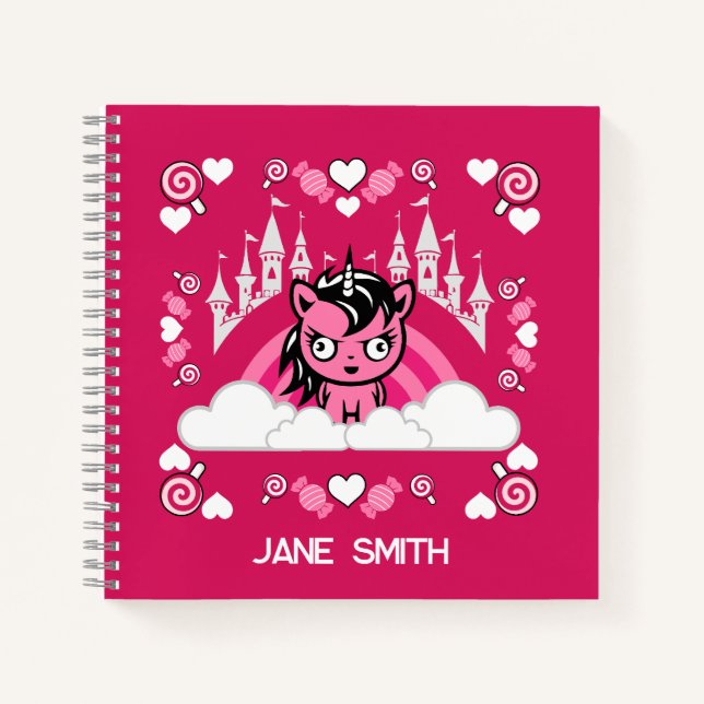 Cuaderno Tierra Y Castillo De Unicornio Rosa (Anverso)