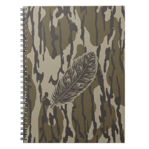 Cuaderno Tierras de Fondo de Pluma de Pavo Camuflaje Bosque