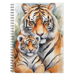Cuaderno Tiger Mom and Cub Spiral Notebook: Cute and Practi