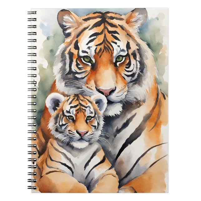 Cuaderno Tiger Mom and Cub Spiral Notebook: Cute and Practi (Frente)