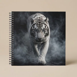 Cuaderno Tigre Blanco Caminando a Través del Humo