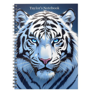 Cuaderno Tigre Blanco de Ojos Azules Personalizado