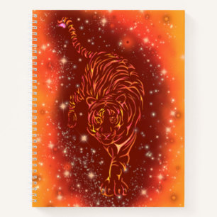 Cuaderno Tigre corriendo portátil Galaxy Starry Night