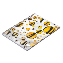 Cuaderno Tigre de punto de polka impresión negro y Naranja