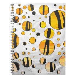 Cuaderno Tigre de punto de polka impresión negro y Naranja