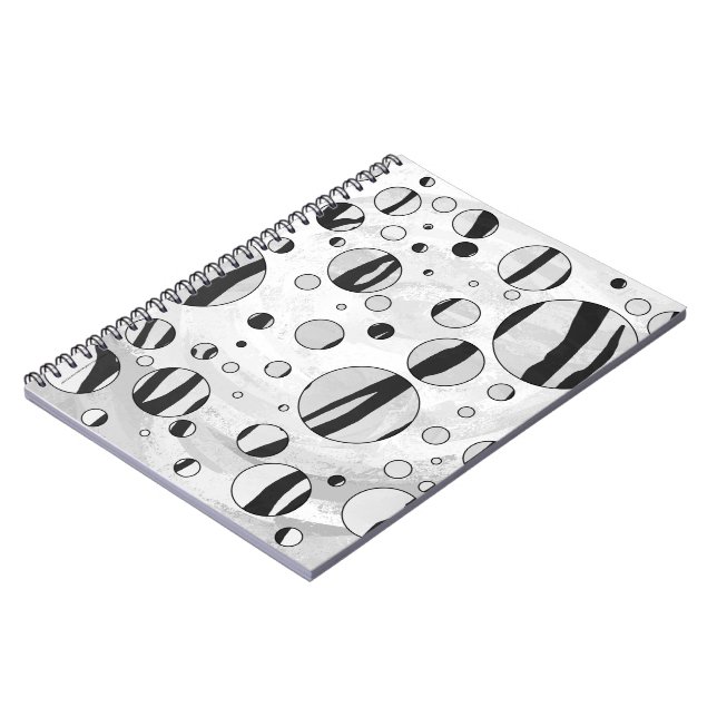 Cuaderno Tigre de puntos de polka - Impresión en blanco y n (Lado Izquierdo)