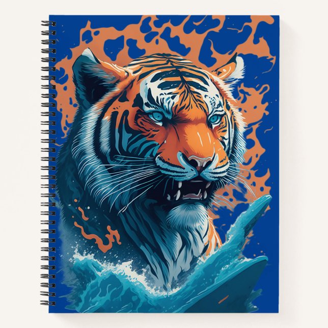 Cuaderno Tigre en el agua, portátil fresco para la escuela (Anverso)