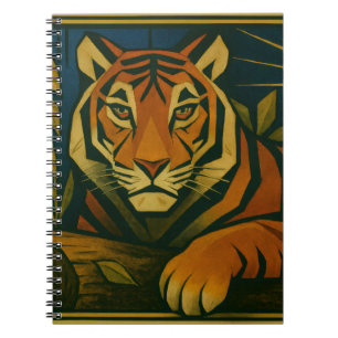 Cuaderno Tigre estilizado en el marco ornamental del arreba