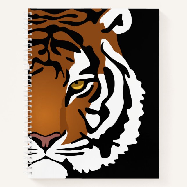 Cuaderno Tigre, gato salvaje en negro (Anverso)