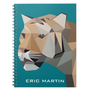 Cuaderno Tigre Geométrico Abstracto Moderno Nombre Personal