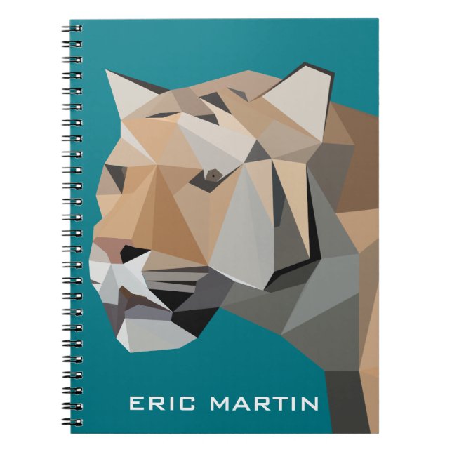 Cuaderno Tigre Geométrico Abstracto Moderno Nombre Personal (Frente)