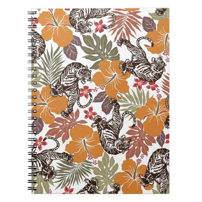 Cuaderno Tigre Hibiscus, Patrón Exótico. (Frente)