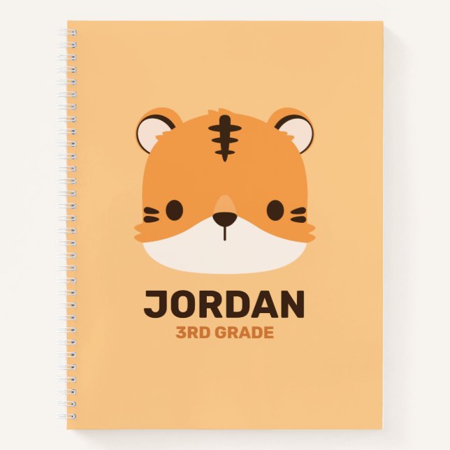 Cuaderno Tigre lindo con bloc de notas de nombre personaliz (Anverso)