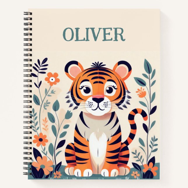 Cuaderno Tigre pequeño personalizado adorable (Anverso)