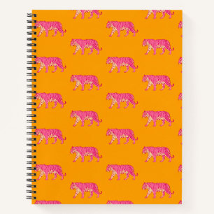 Cuaderno Tigre rosado caliente en negrita Naranja patrón Bo