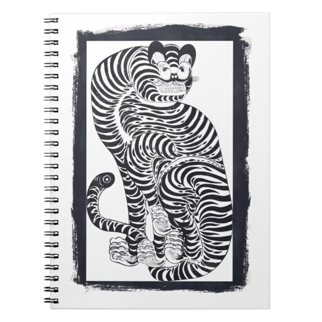 Cuaderno Tigre talismán vintage en marco negro (Frente)