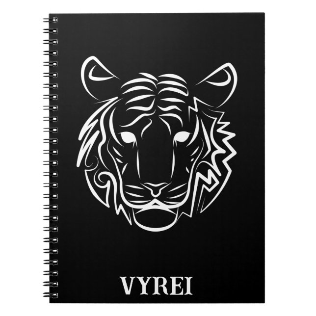 Cuaderno Tigre tribal blanco y negro (Frente)