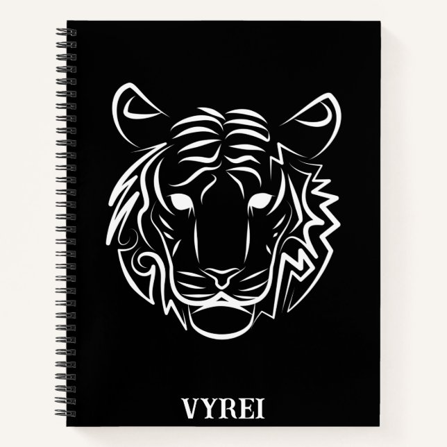 Cuaderno Tigre tribal blanco y negro (Anverso)