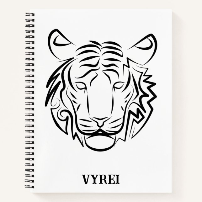 Cuaderno Tigre tribal blanco y negro (Anverso)