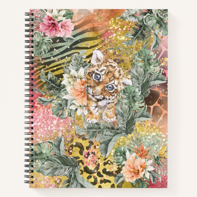 Cuaderno Tigre tropical en la impresión de animales (Anverso)