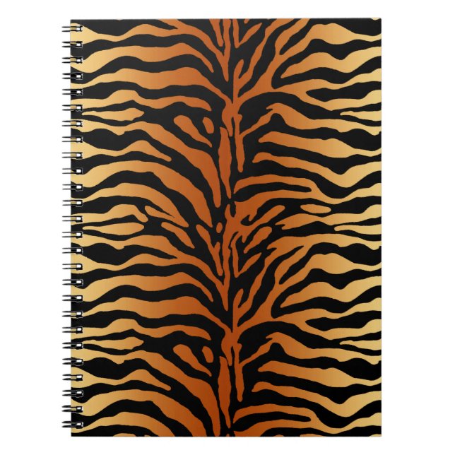 Cuaderno Tigres de tigres de impresión animal, ámbar, negro (Frente)