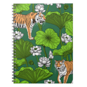 Cuaderno Tigres en el estanque blanco de loto