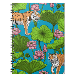Cuaderno Tigres en el estanque rosado de loto