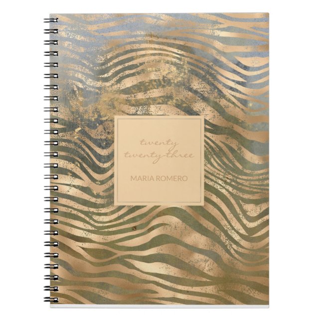 Cuaderno Tigres salvajes imprimen selva Safari oro moderno (Frente)