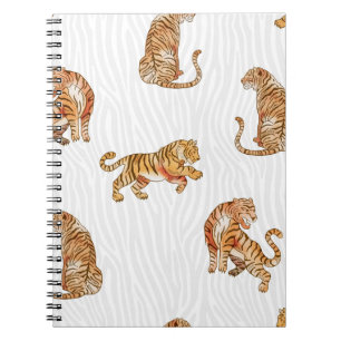 Cuaderno Tigres salvajes: Patrón animal acuarela.