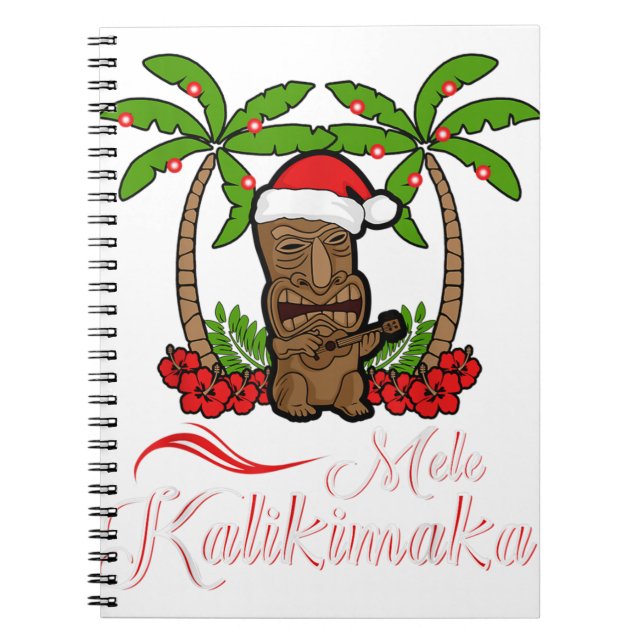Cuaderno Tiki mele kalikimaka feliz navidad hawaii ukulel (Frente)