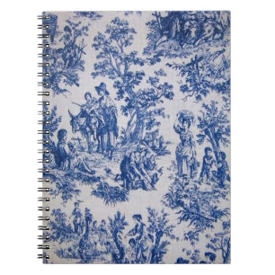 Cuaderno Tile de jouy azul y blanco elegante