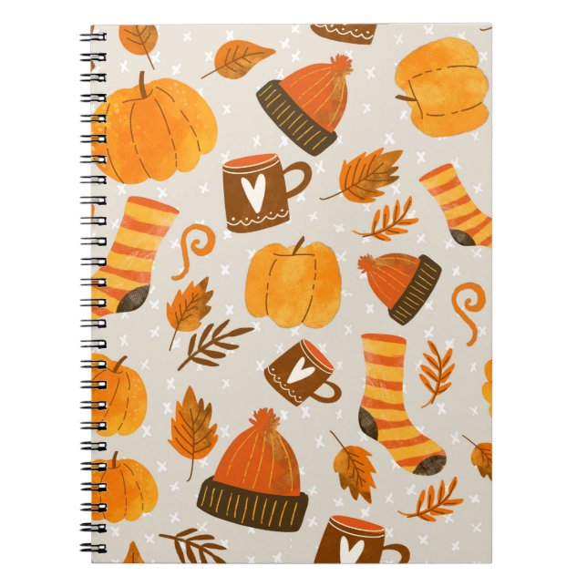 Cuaderno Tile De Patrón Sin Maravillas Tema De Otoño (Frente)