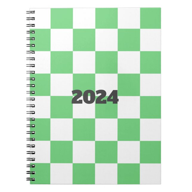 Cuaderno Tile Y2K del tablero de ajedrez verde retro (Frente)