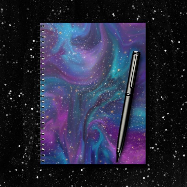 Cuaderno Tinta cósmica | Galaxia azul turquesa púrpura Nebu (Subido por el creador)
