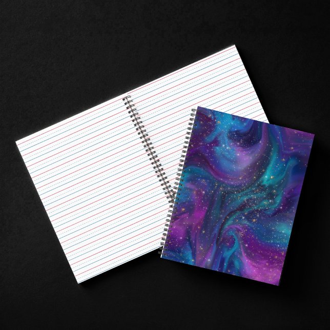 Cuaderno Tinta cósmica | Galaxia azul turquesa púrpura Nebu (Subido por el creador)