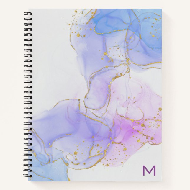 Cuaderno Tinta de alcohol rosa, púrpura y azul (Anverso)