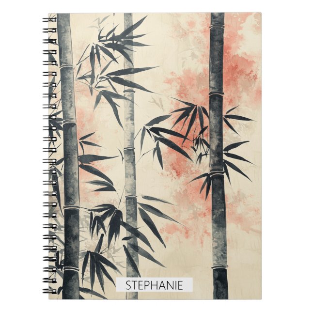 Cuaderno Tinta de serenidad de bambú carmesí (Frente)