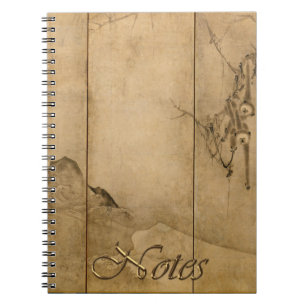 Cuaderno Tinta japonesa en papel Gibbons Primates y paisaje