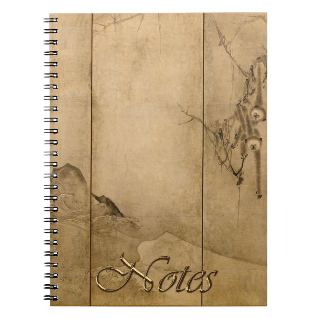 Cuaderno Tinta japonesa en papel Gibbons Primates y paisaje (Frente)