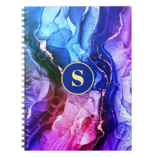 Cuaderno Tinta Líquida Azul, Púrpura Y Violeta Roja, Monogr