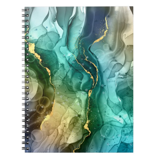 Cuaderno Tinta líquida de oro, Verde azulada y gris oscuro (Frente)