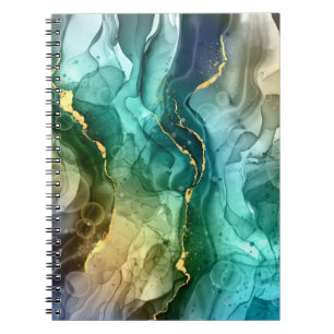 Cuaderno Tinta líquida dorada, azul verdoso y gris oscuro