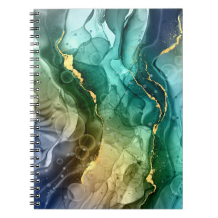 Cuaderno Tinta líquida dorada, azul verdoso y gris oscuro