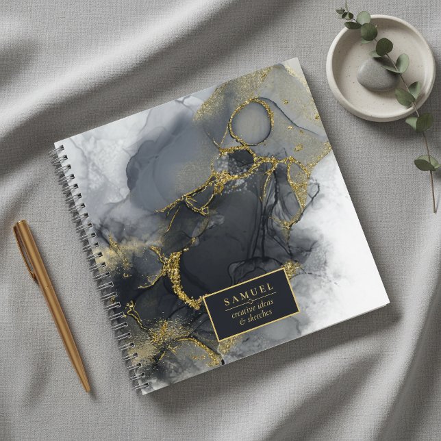 Cuaderno Tinta Malhumorada Carbón Dorado Abstracto ID988 (Subido por el creador)