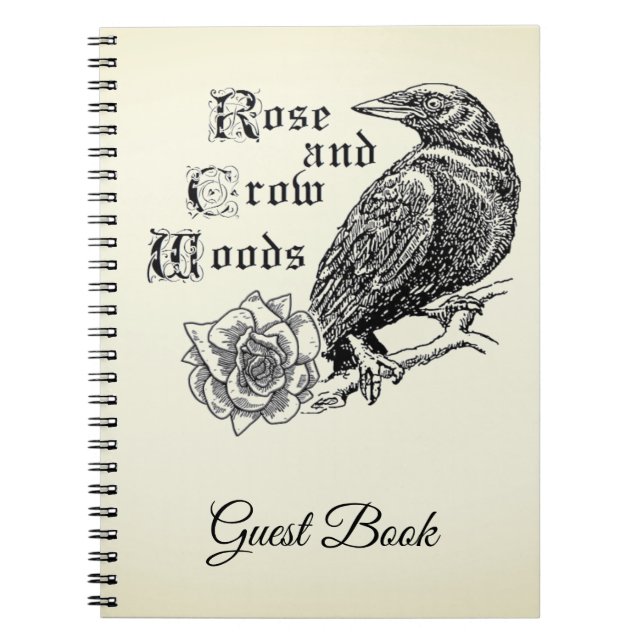 Cuaderno Tintado libro de invitados de Rosa y Crow Woods (Frente)