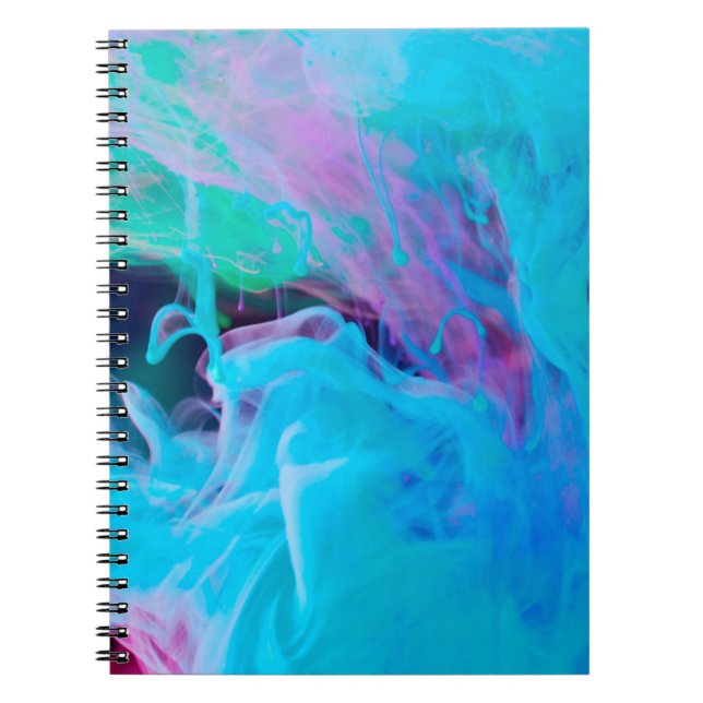 Cuaderno tintas en abstracto acuático, acrílico, artístico, (Frente)