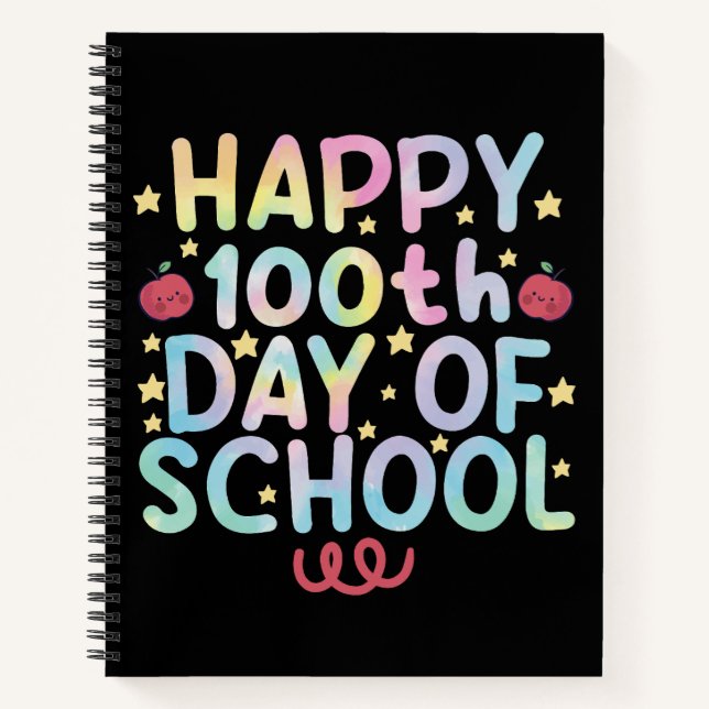 Cuaderno Tinte Tie Dye Feliz 100º Día De Escuela Profesor E (Anverso)