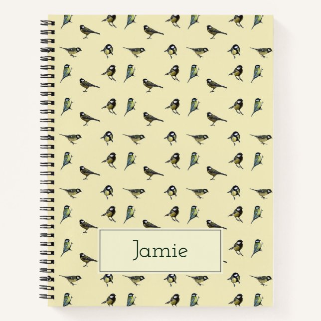 Cuaderno Tiny Birds Pattern on Beige Personalised (Anverso)