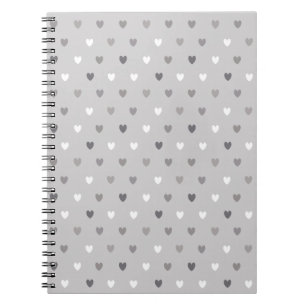 Cuaderno Tiny polka hearts in shades of gray