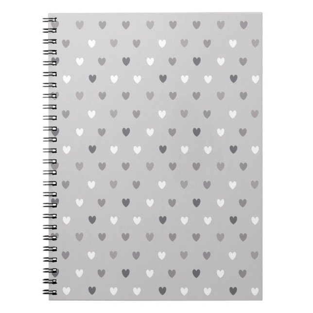 Cuaderno Tiny polka hearts in shades of gray (Frente)